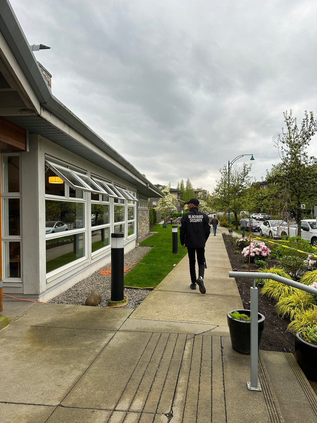Blackbird Security patrolling outside building