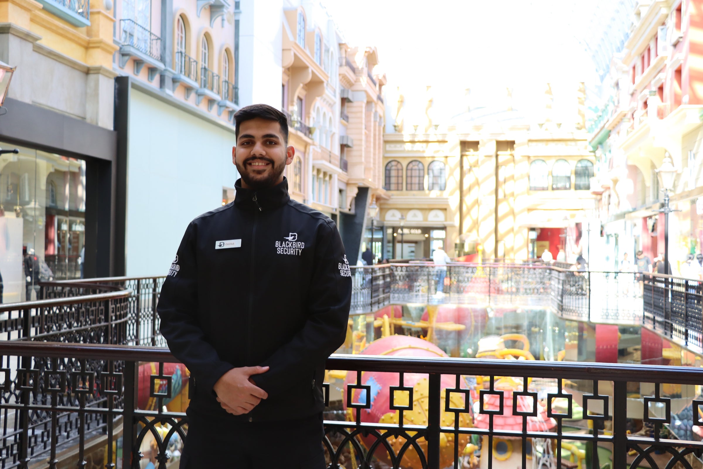 Blackbird security guard in shopping mall