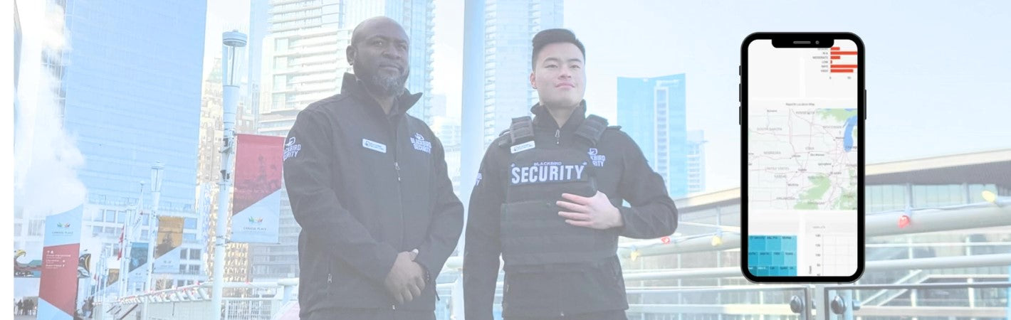 Blackbird security guard with mobile phone app screenshot